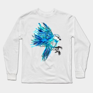 Water Colour Blue Bird Long Sleeve T-Shirt